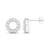 Thumbnail Image 0 of Diamond Circle Stud Earrings 1/3 ct tw Baguette & Round-cut 10K White Gold