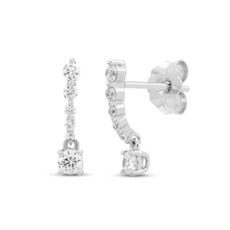 Diamond Petite Dangle Earrings 1/3 ct tw Round-cut 10K White Gold