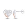 Thumbnail Image 1 of Diamond Heart &quot;Mom&quot; Stud Earrings 1/4 ct tw Round-cut 10K Two-Tone Gold