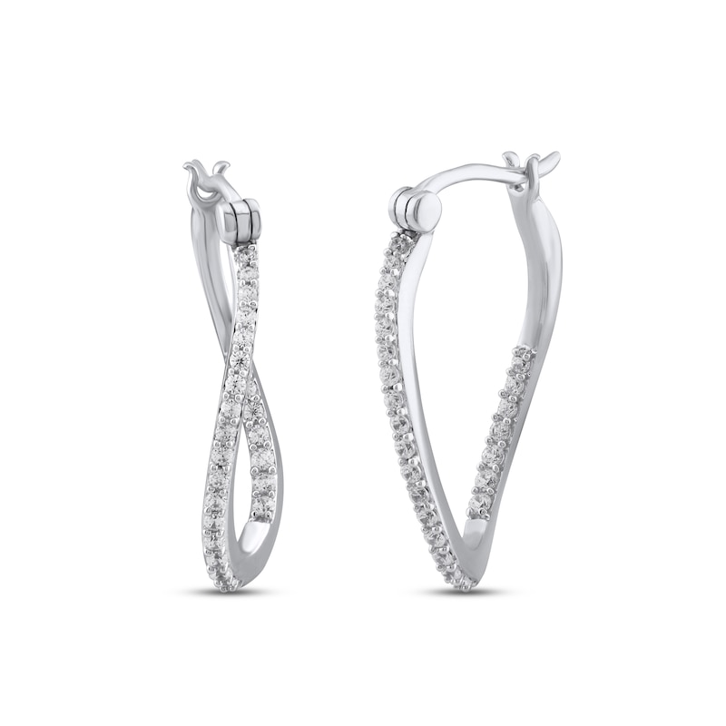 Diamond Twist Hoop Earrings 1/3 ct tw Round-cut 10K White Gold