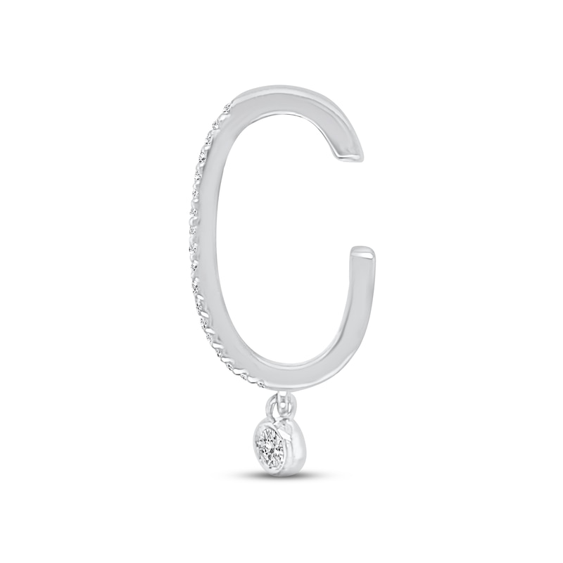 Main Image 2 of Diamond Dangle Ear Cuff 1/10 ct tw Round-cut 10K White Gold
