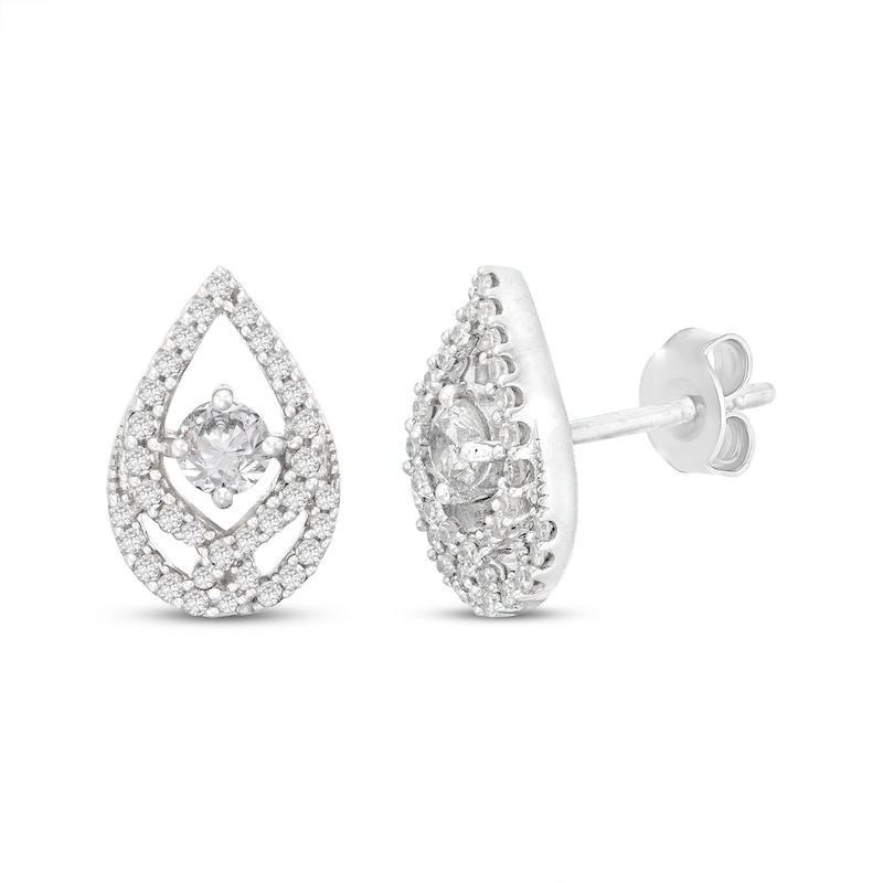 Main Image 1 of Love Entwined Diamond Stud Earrings 1/3 ct tw Round-cut 10K White Gold