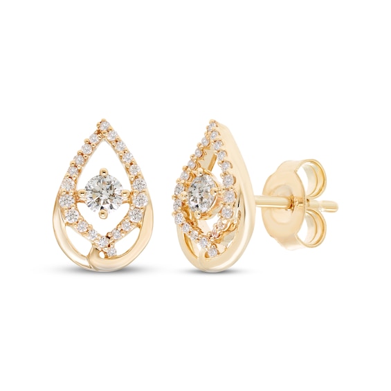 Love Entwined Diamond Stud Earrings 1/4 ct tw Round-cut 10K Yellow Gold
