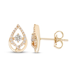 Love Entwined Diamond Stud Earrings 1/4 ct tw Round-cut 10K Yellow Gold ...