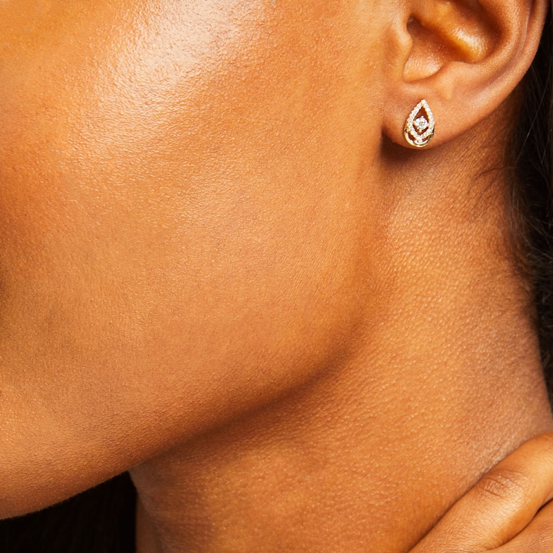 Main Image 3 of Love Entwined Diamond Stud Earrings 1/4 ct tw Round-cut 10K Yellow Gold