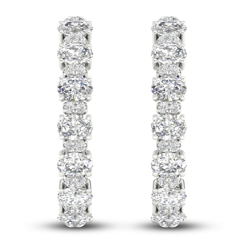 Main Image 2 of Diamond Hoop Earrings 2-3/8 ct tw Oval & Round-cut 14K White Gold