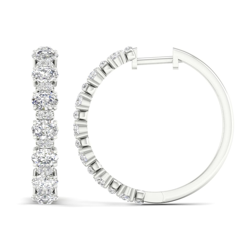 Diamond Hoop Earrings 2-3/8 ct tw Oval & Round-cut 14K White Gold