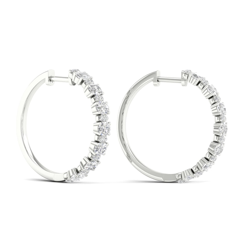Main Image 4 of Diamond Hoop Earrings 2-3/8 ct tw Oval & Round-cut 14K White Gold