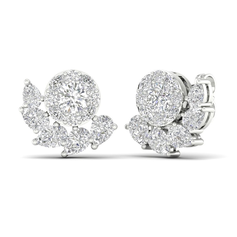 Multi-Diamond Earrings 2 ct tw Pear, Marquise & Round-cut 14K White Gold