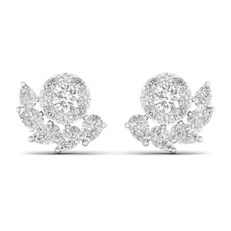Main Image 2 of Multi-Diamond Earrings 2 ct tw Pear, Marquise & Round-cut 14K White Gold