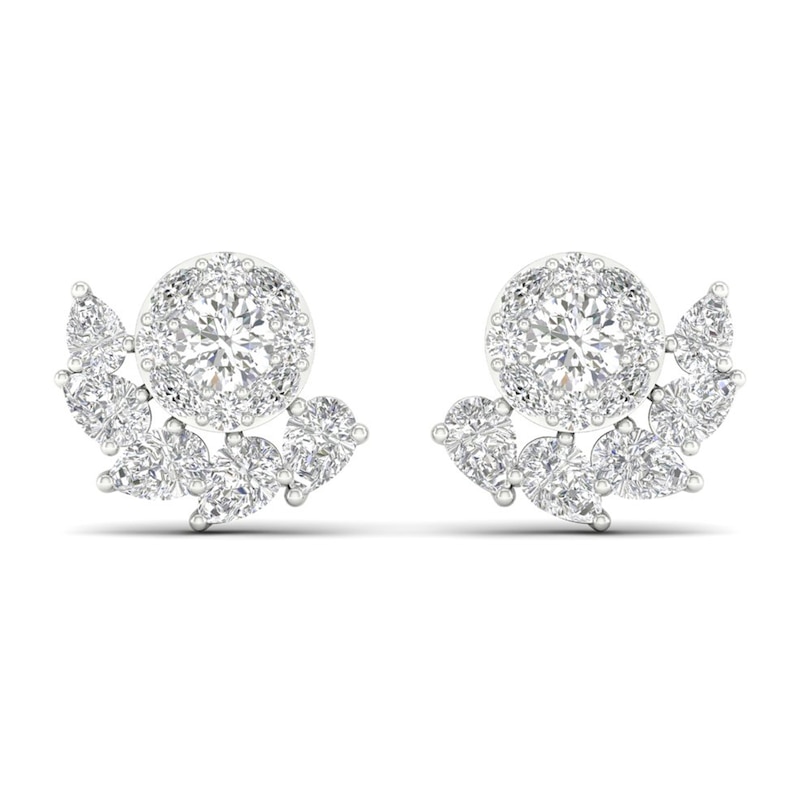 Multi-Diamond Earrings 2 ct tw Pear, Marquise & Round-cut 14K White Gold