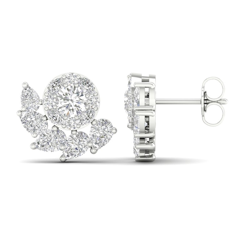 Main Image 3 of Multi-Diamond Earrings 2 ct tw Pear, Marquise & Round-cut 14K White Gold