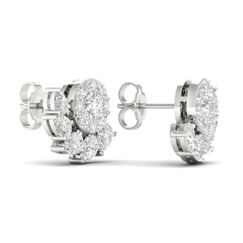 Multi-Diamond Earrings 2 ct tw Pear, Marquise & Round-cut 14K White Gold
