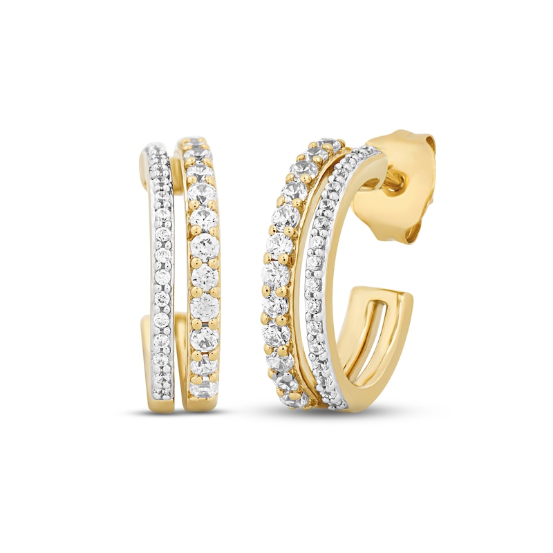 Main Image 1 of Diamond Split Hoop Earrings 1/2 ct tw Round-cut 10K Yellow Gold