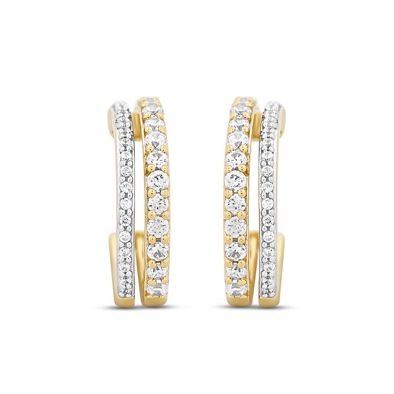 Main Image 2 of Diamond Split Hoop Earrings 1/2 ct tw Round-cut 10K Yellow Gold