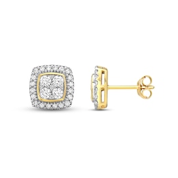 KAY Lab-Grown Diamonds Cushion Frame Stud Earrings 3/4 ct tw 14K Yellow Gold
