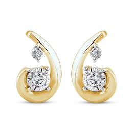 Purest Love Diamond Stud Earrings 1/10 ct tw Round-cut 10K Yellow Gold