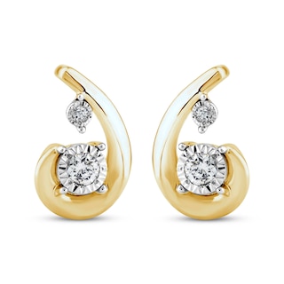 Purest Love Diamond Stud Earrings 1/10 ct tw Round-cut 10K Yellow Gold ...