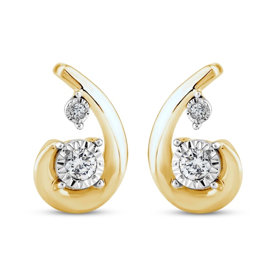 Purest Love Diamond Stud Earrings 1/10 ct tw Round-cut 10K Yellow Gold
