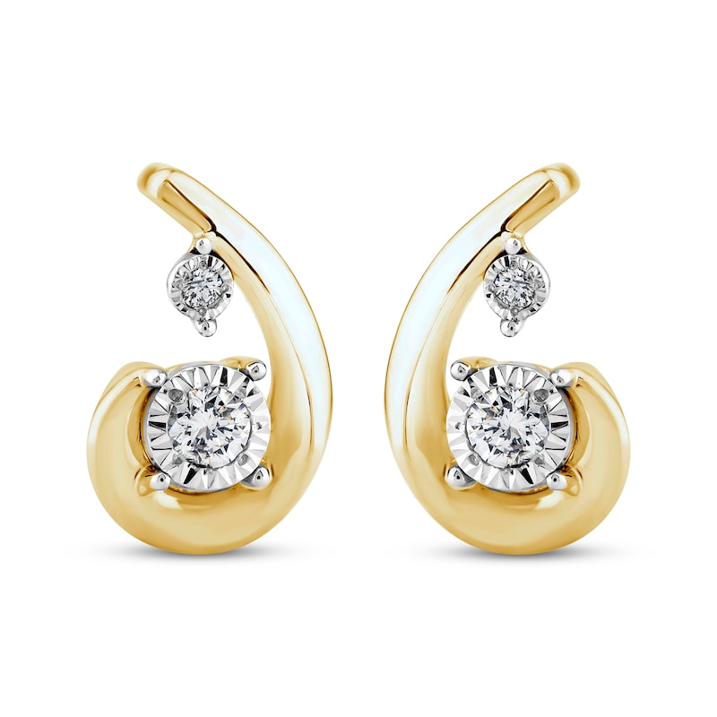 Main Image 1 of Purest Love Diamond Stud Earrings 1/10 ct tw Round-cut 10K Yellow Gold
