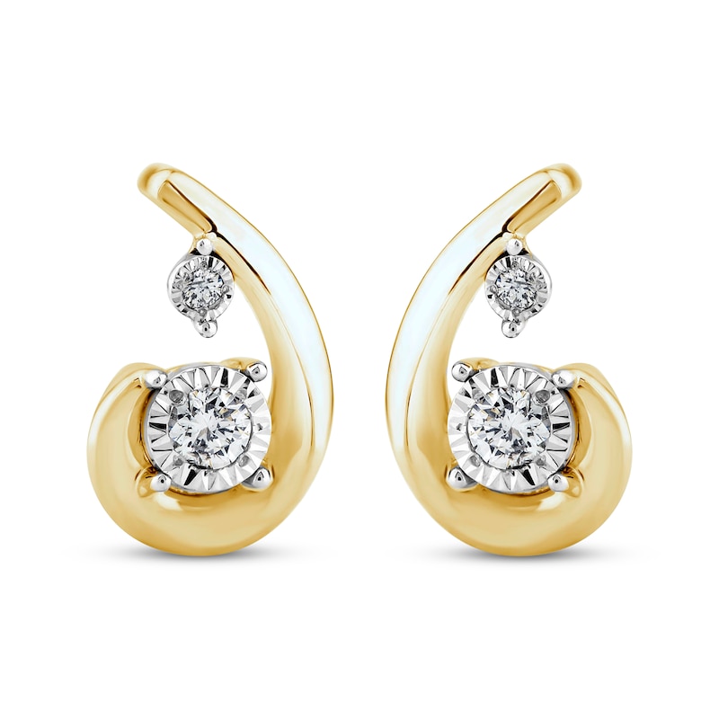 Purest Love Diamond Stud Earrings 1/10 ct tw Round-cut 10K Yellow Gold