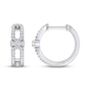 Thumbnail Image 0 of Diamond Three-Stone Huggie Hoop Earrings 1/3 ct tw Round-cut 10K White Gold