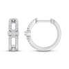 Thumbnail Image 1 of Diamond Three-Stone Huggie Hoop Earrings 1/3 ct tw Round-cut 10K White Gold