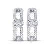 Thumbnail Image 1 of Diamond Three-Stone Huggie Hoop Earrings 1/3 ct tw Round-cut 10K White Gold