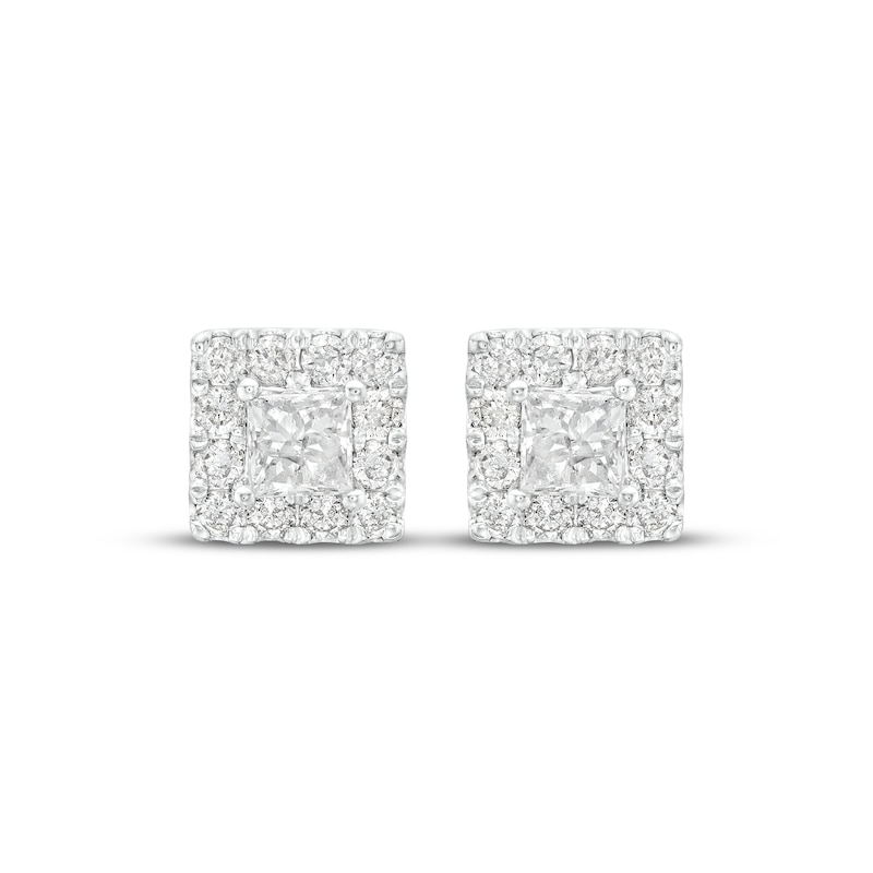 Main Image 2 of Diamond Stud Earrings 1/2 ct tw Princess & Round-cut 10K White Gold