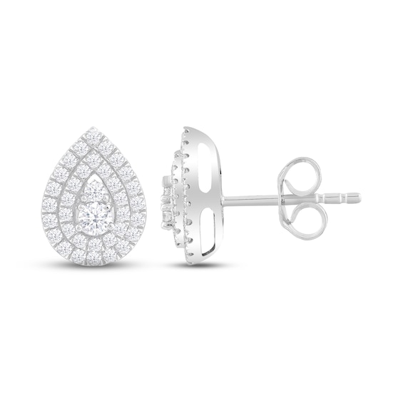 KAY Lab-Grown Diamonds Teardrop Stud Earrings 1 ct tw Round-cut 14K White Gold