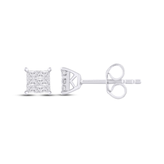 Multi-Diamond Stud Earrings 1/4 ct tw Princess-cut 10K White Gold