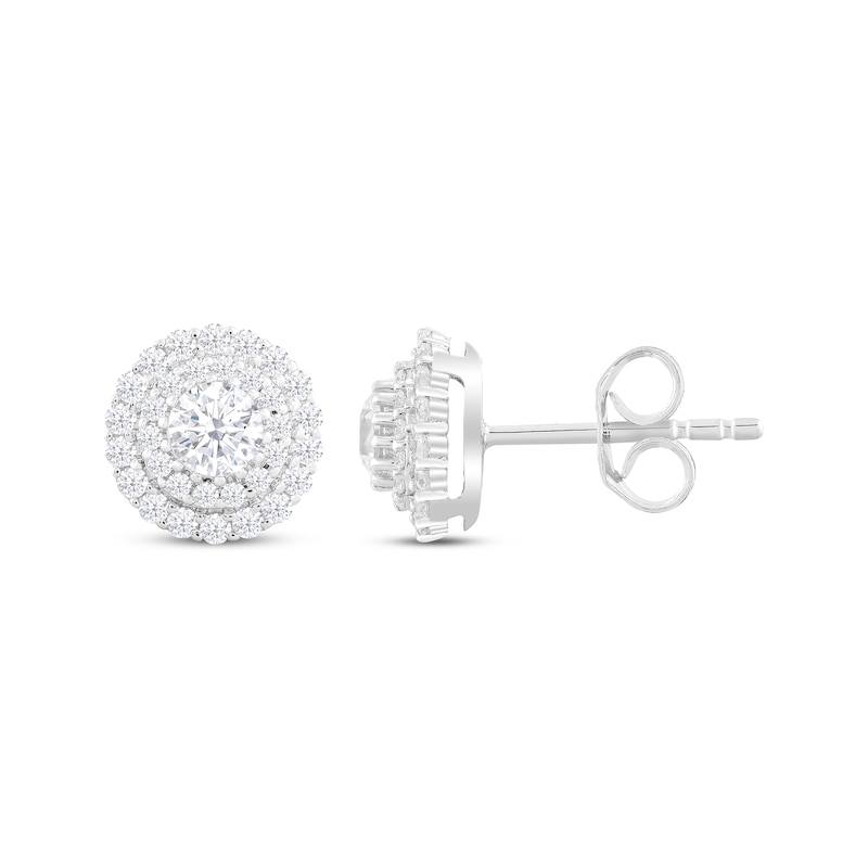 Main Image 1 of KAY Lab-Grown Diamonds Circle Stud Earrings 1 ct tw Round-cut 14K White Gold