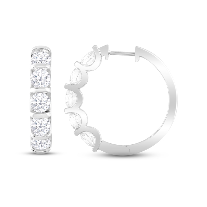 Main Image 1 of KAY Lab-Grown Diamonds Hoop Earrings 3 ct tw Round-cut 14K White Gold