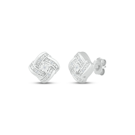 Diamond Stud Earrings Sterling Silver
