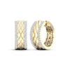 Thumbnail Image 1 of Diamond Edge Quilted Hoop Earrings 1/2 ct tw Round-cut 10K Yellow Gold
