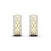 Thumbnail Image 1 of Diamond Edge Quilted Hoop Earrings 1/2 ct tw Round-cut 10K Yellow Gold