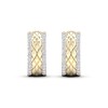 Thumbnail Image 2 of Diamond Edge Quilted Hoop Earrings 1/2 ct tw Round-cut 10K Yellow Gold