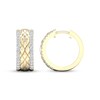 Thumbnail Image 3 of Diamond Edge Quilted Hoop Earrings 1/2 ct tw Round-cut 10K Yellow Gold