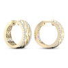 Thumbnail Image 3 of Diamond Edge Quilted Hoop Earrings 1/2 ct tw Round-cut 10K Yellow Gold