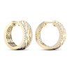 Thumbnail Image 4 of Diamond Edge Quilted Hoop Earrings 1/2 ct tw Round-cut 10K Yellow Gold