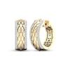 Thumbnail Image 1 of Diamond Edge Quilted Hoop Earrings 1/4 ct tw Round-cut 10K Yellow Gold