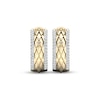 Thumbnail Image 2 of Diamond Edge Quilted Hoop Earrings 1/4 ct tw Round-cut 10K Yellow Gold