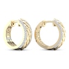 Thumbnail Image 4 of Diamond Edge Quilted Hoop Earrings 1/4 ct tw Round-cut 10K Yellow Gold