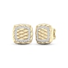 Thumbnail Image 1 of Diamond Quilted Cushion Earrings 1/4 ct tw Round-cut 10K Yellow Gold