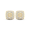 Thumbnail Image 2 of Diamond Quilted Cushion Earrings 1/4 ct tw Round-cut 10K Yellow Gold