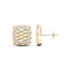 Thumbnail Image 3 of Diamond Quilted Cushion Earrings 1/4 ct tw Round-cut 10K Yellow Gold