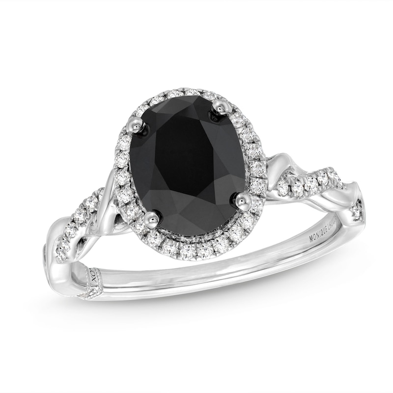 Monique Lhuillier Bliss Oval-Cut Black & White Diamond Engagement Ring 2-1/8 ct tw 14K White Gold