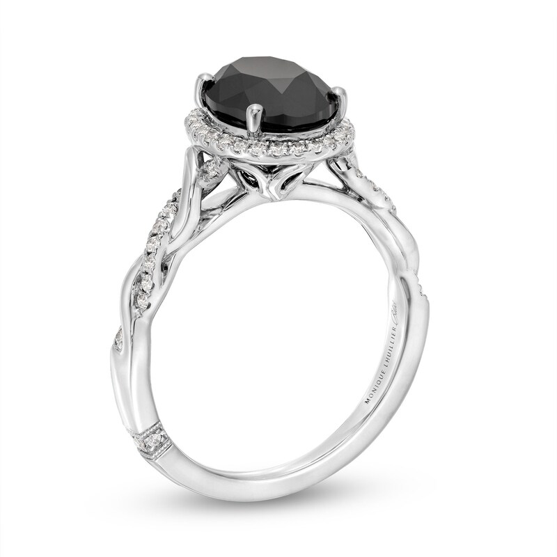 Monique Lhuillier Bliss Oval-Cut Black & White Diamond Engagement Ring 2-1/8 ct tw 14K White Gold