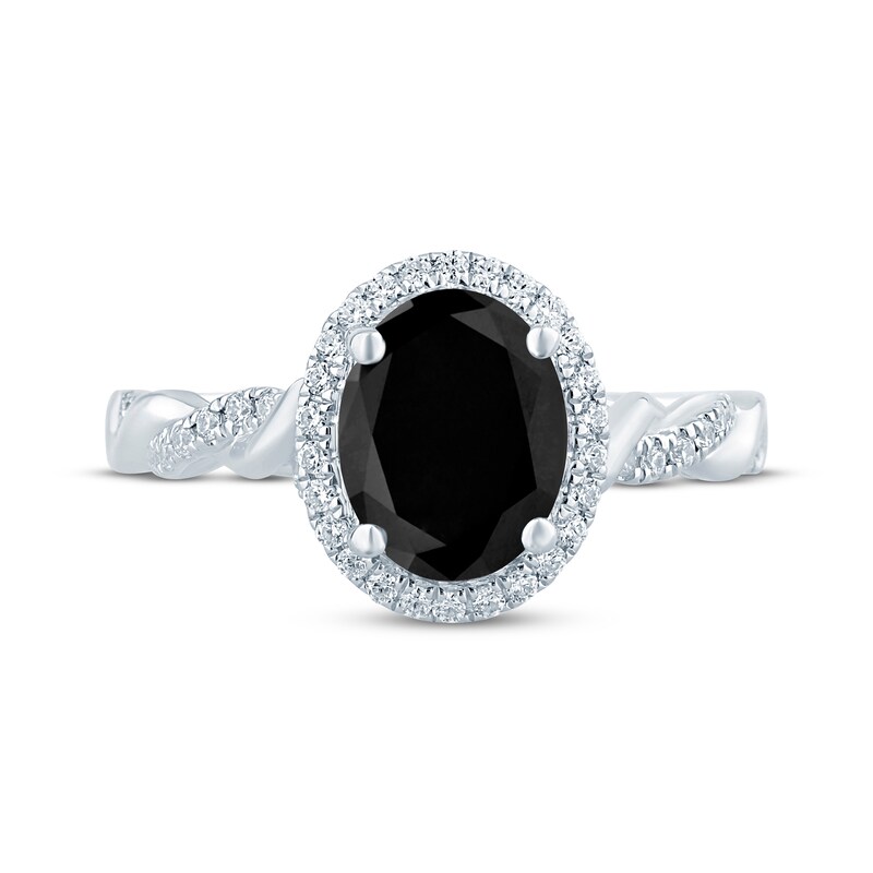 Monique Lhuillier Bliss Oval-Cut Black & White Diamond Engagement Ring 2-1/8 ct tw 14K White Gold