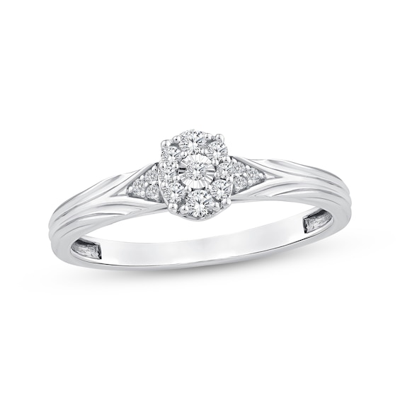 Multi-Diamond Oval Engagement Ring 1/6 ct tw 10K White Gold